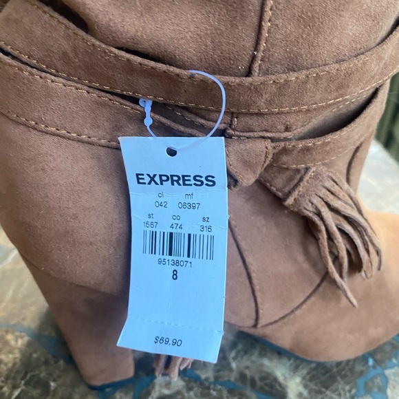 NWT EXPRESS brown mid-calf heel boots size 8 - Picture 12 of 12
